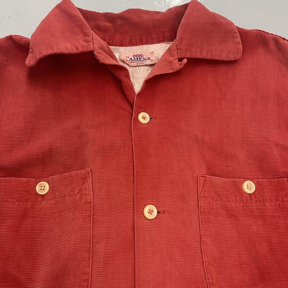 Vintage 50s Campus Red Horizontal Corduroy Loop Collar - Picture 2 of 4